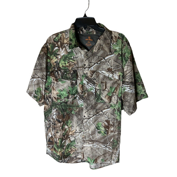 Game Winner Camo Shirt Mens L Short Sleeve Vented Realtree Hunting Fishing Top - Picture 11 of 11